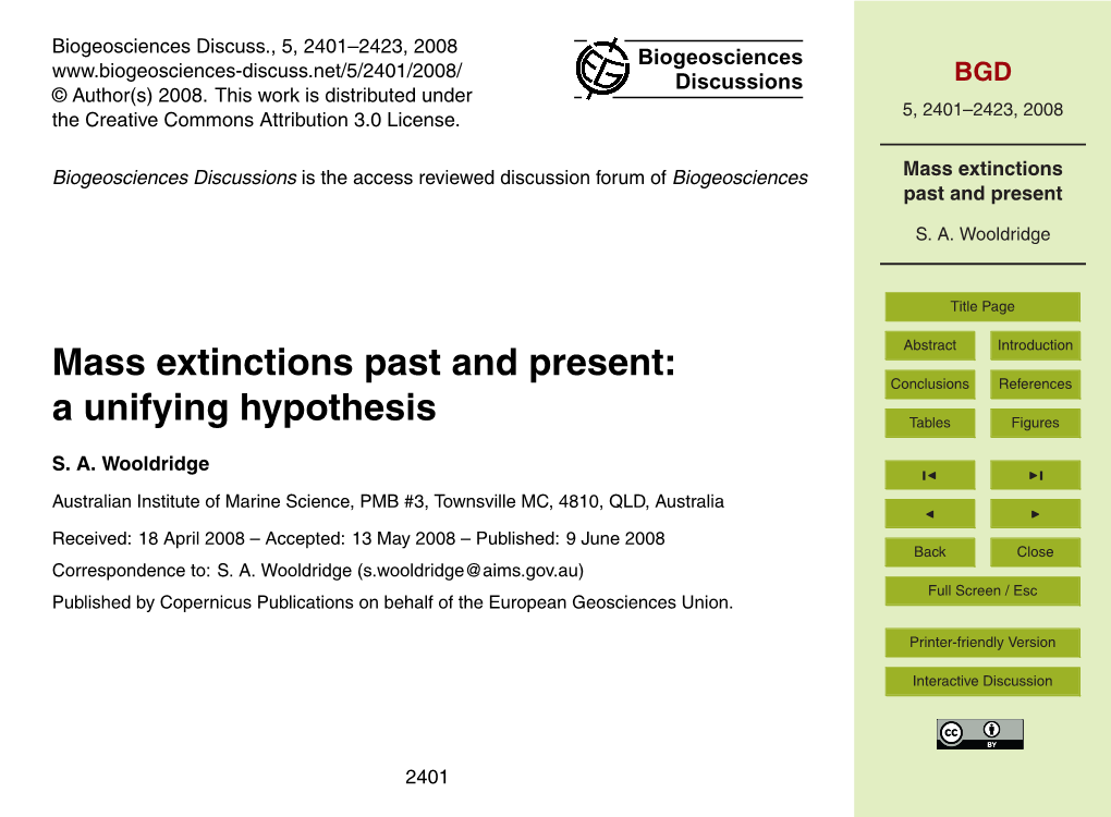 Mass Extinctions Past and Present