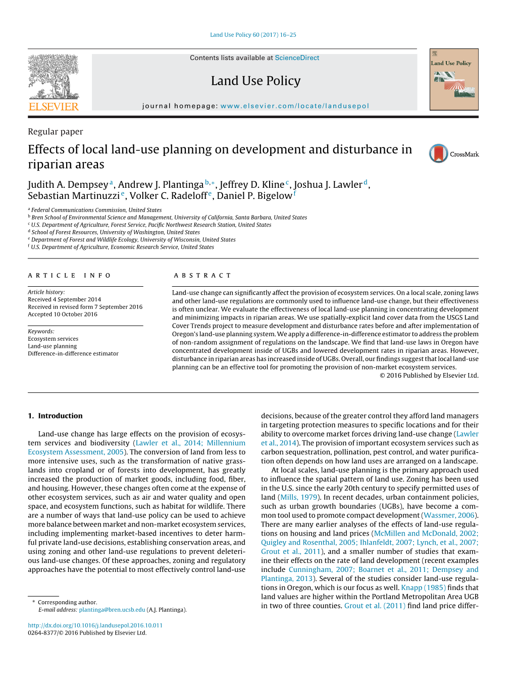 Effects of Local Land-Use Planning on Development and Disturbance In