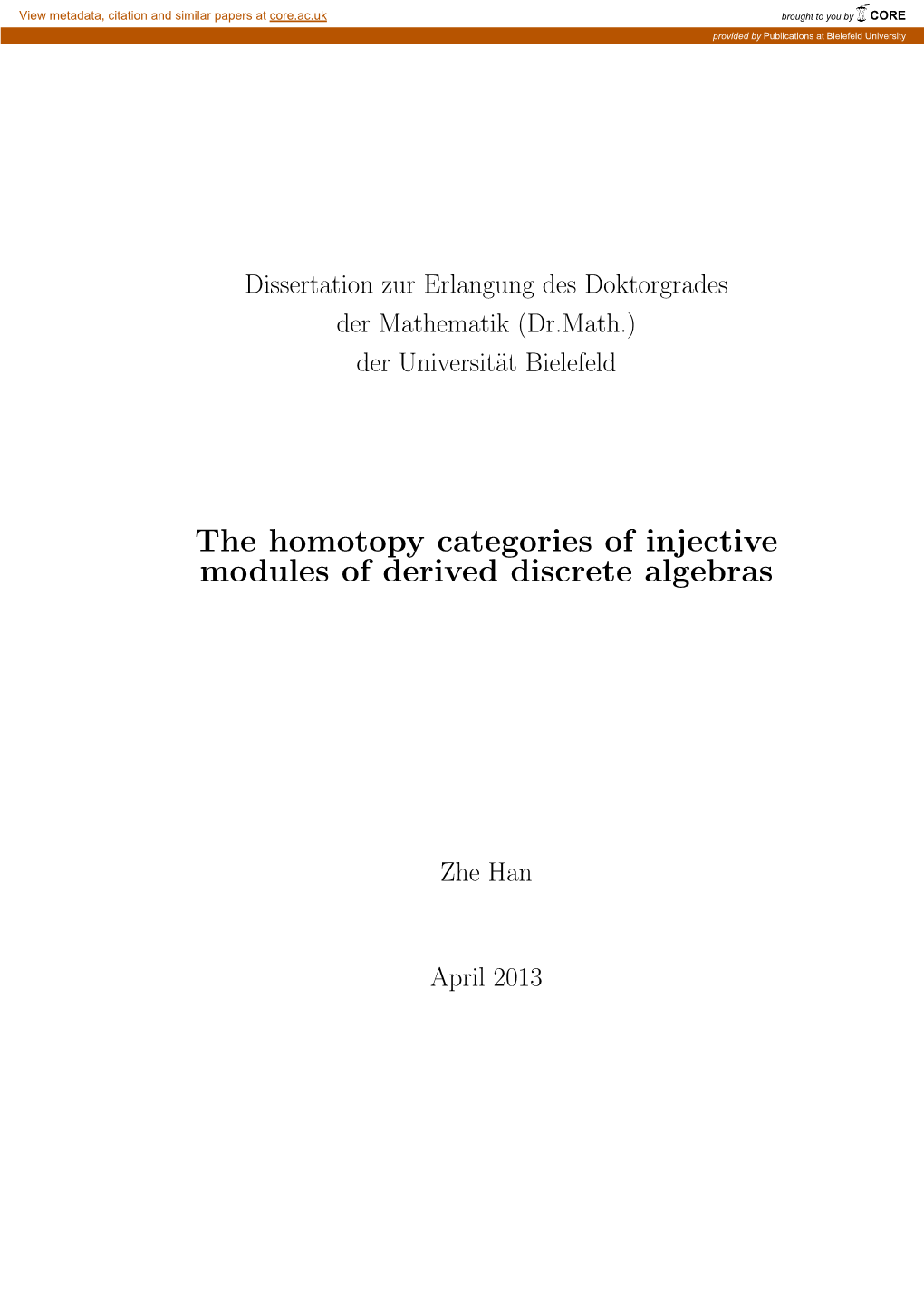 The Homotopy Categories of Injective Modules of Derived Discrete Algebras