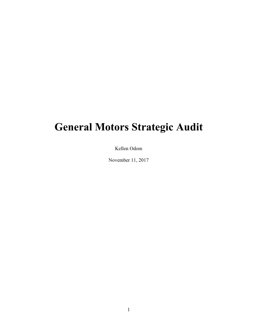 General Motors Strategic Audit