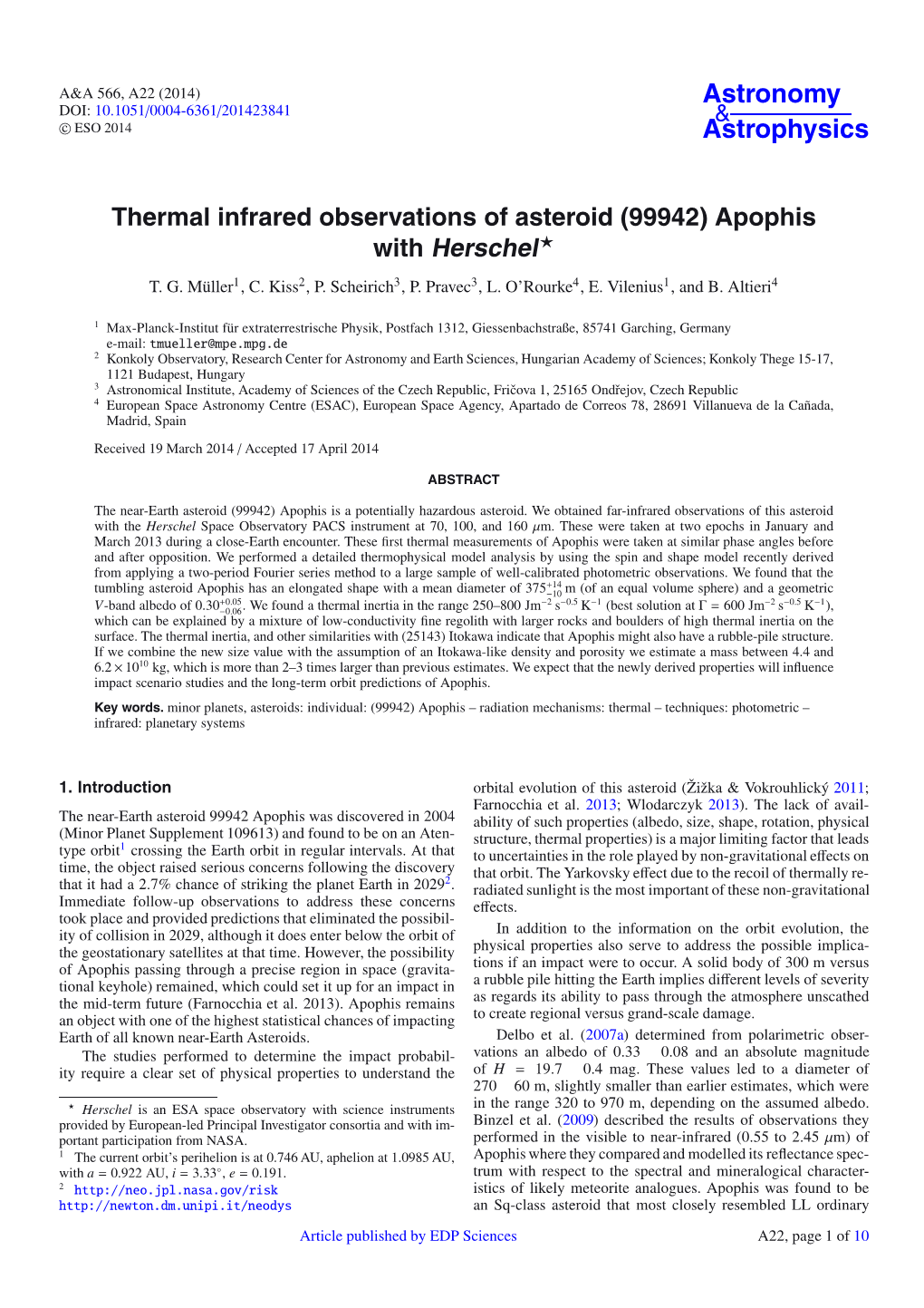 Thermal Infrared Observations of Asteroid \(99942\) Apophis With