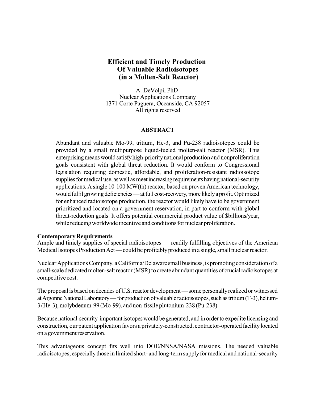 Efficient and Timely Production of Valuable Radioisotopes (In a Molten-Salt Reactor)