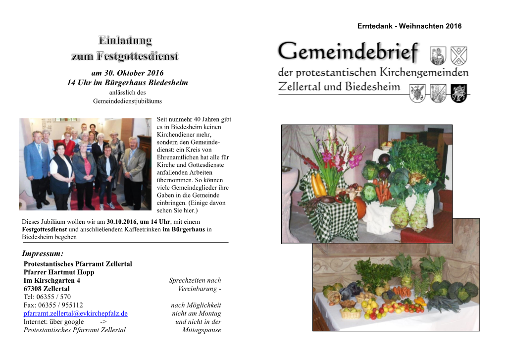 Am 30. Oktober 2016 14 Uhr Im Bürgerhaus Biedesheim Impressum