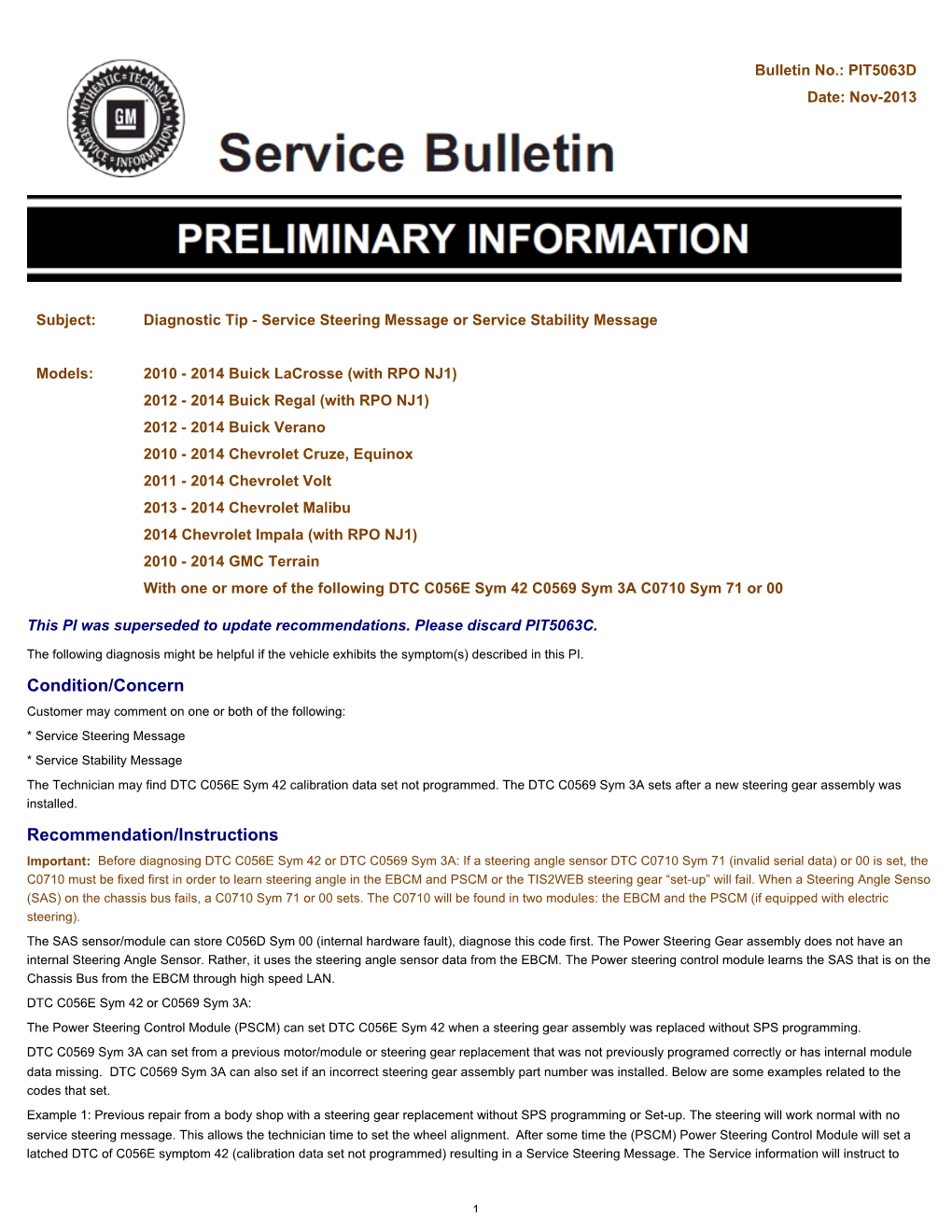 Bulletin No.: PIT5063D Date: Nov-2013