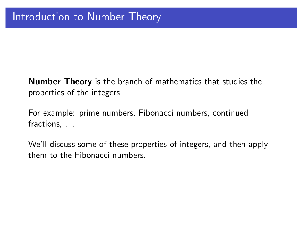 Introduction to Number Theory