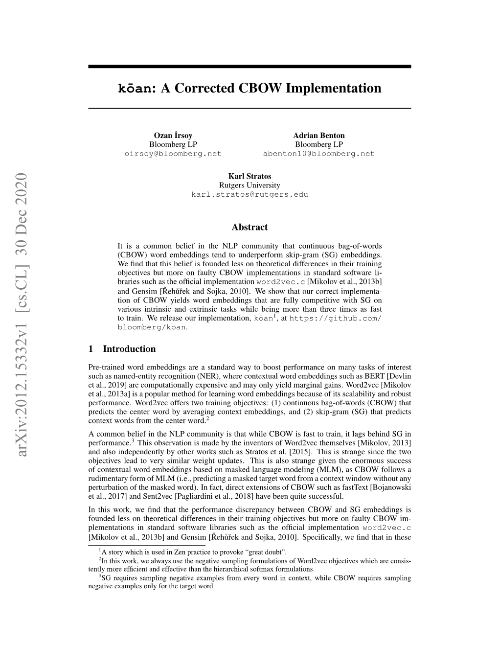 K\= Oan: a Corrected CBOW Implementation