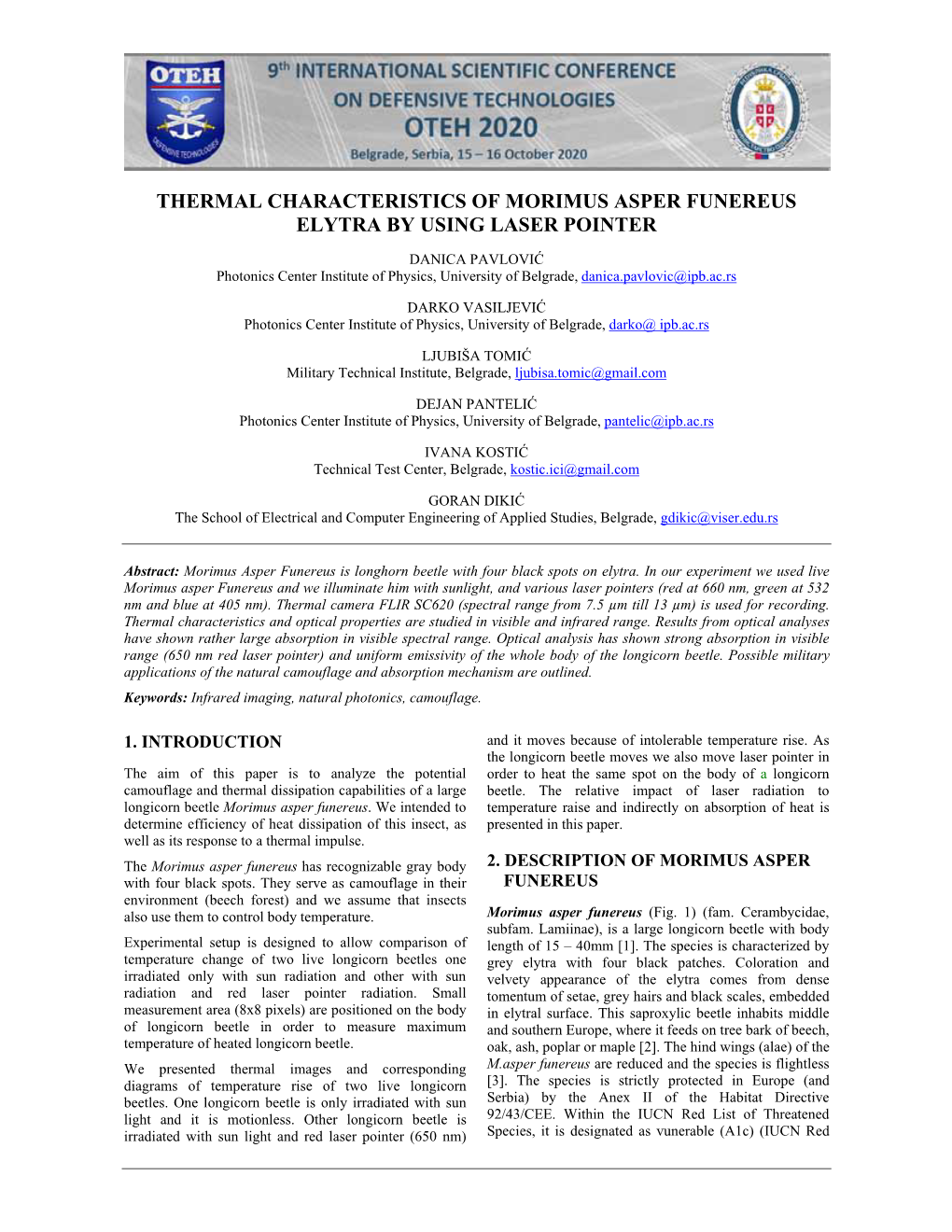 Thermal Characteristics of Morimus Asper Funereus Elytra by Using Laser Pointer