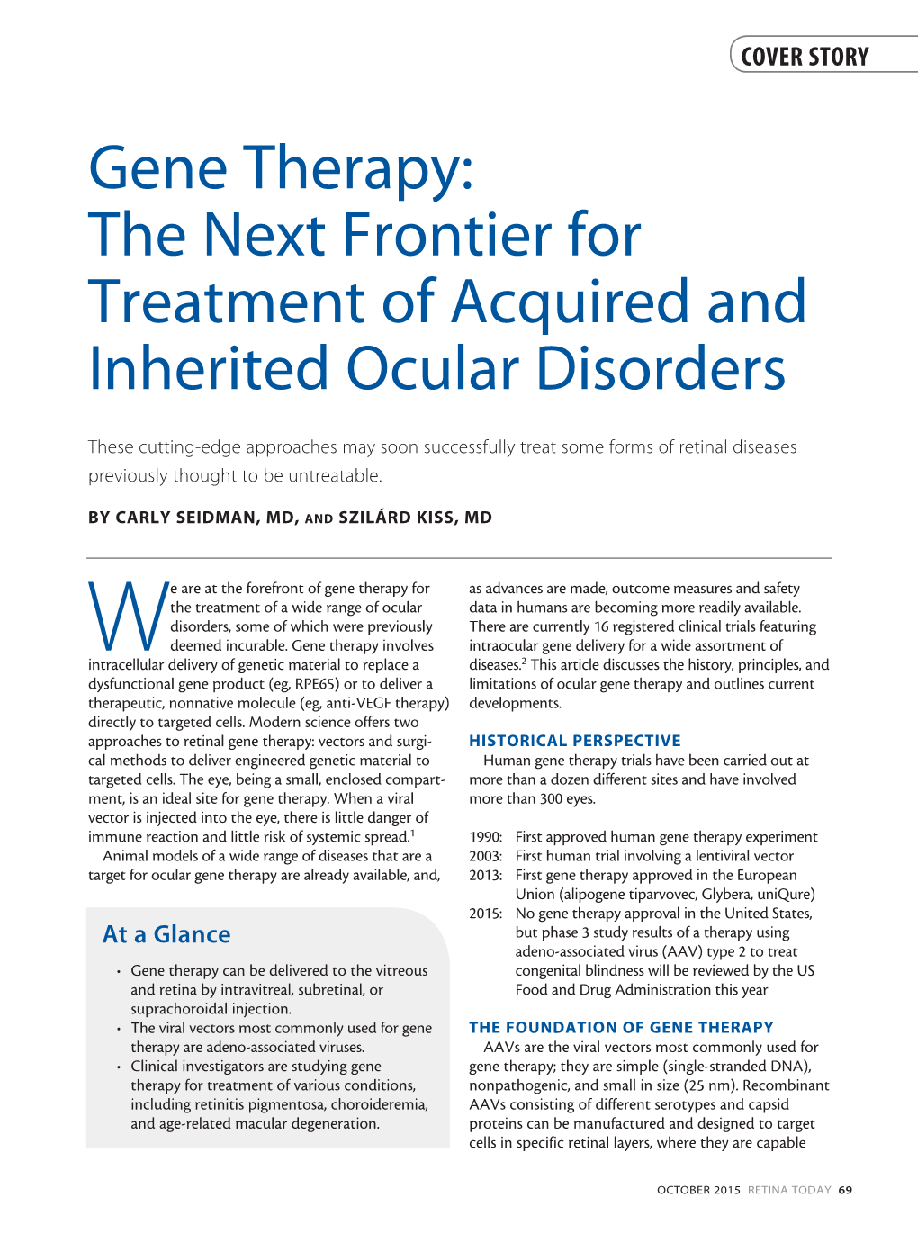 Gene Therapy: the Next Frontier for Treatment of Acquired and Inherited Ocular Disorders