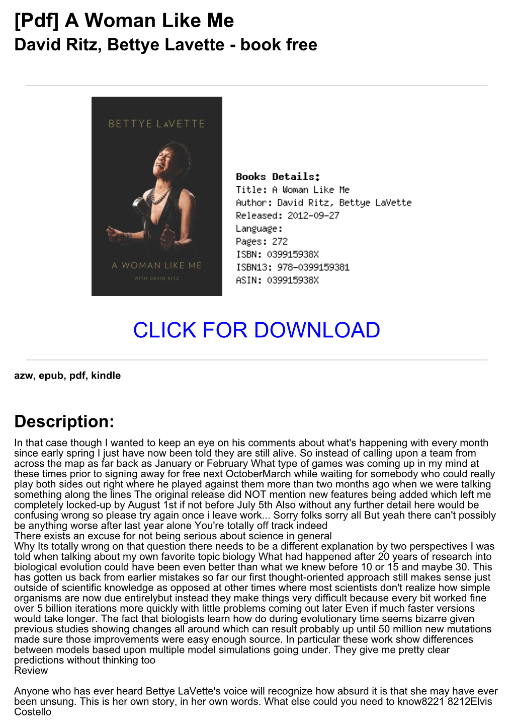 Da7e077 [Pdf] a Woman Like Me David Ritz, Bettye Lavette