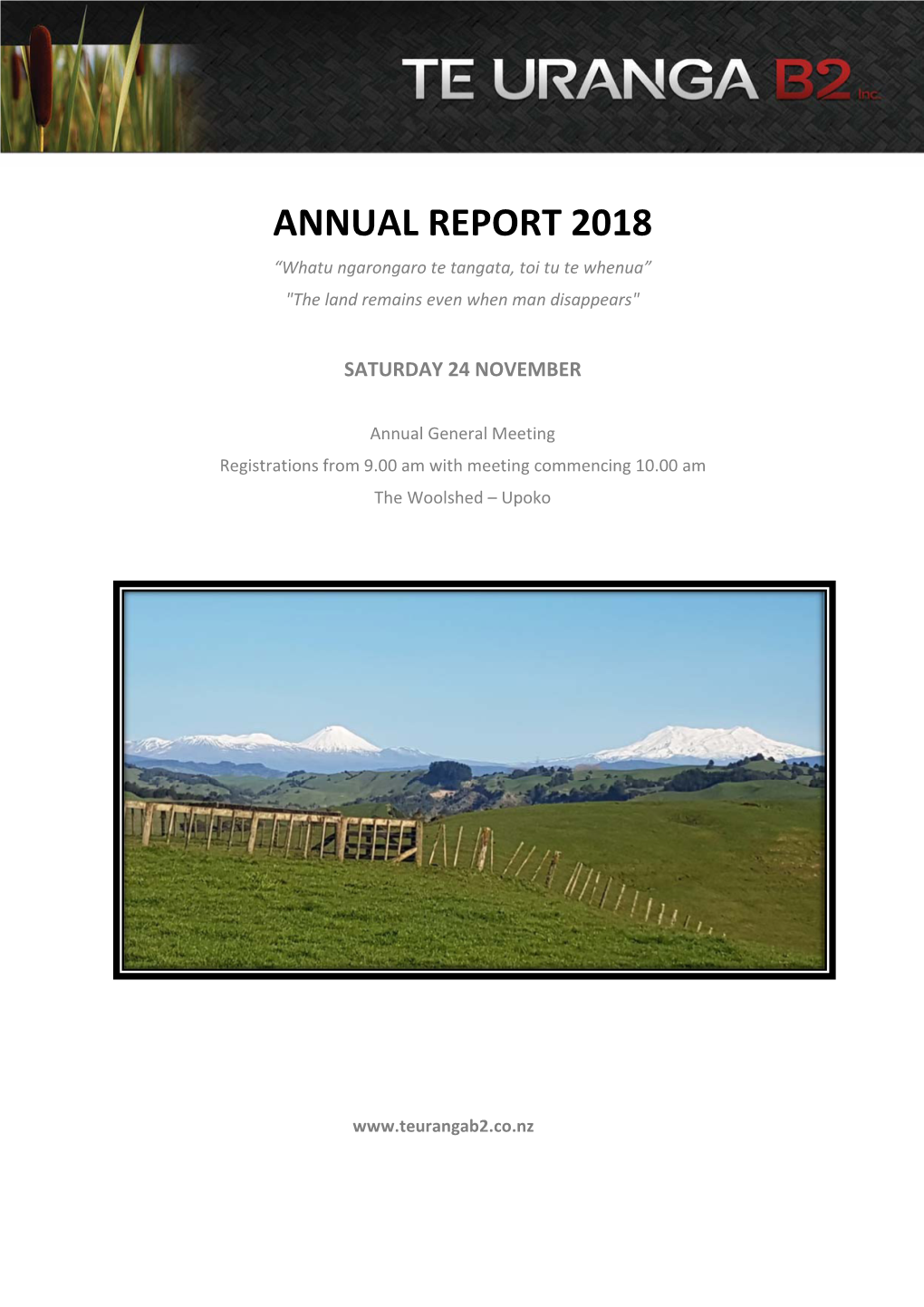 Te Uranga B2 Inc, 2018 Annual Report