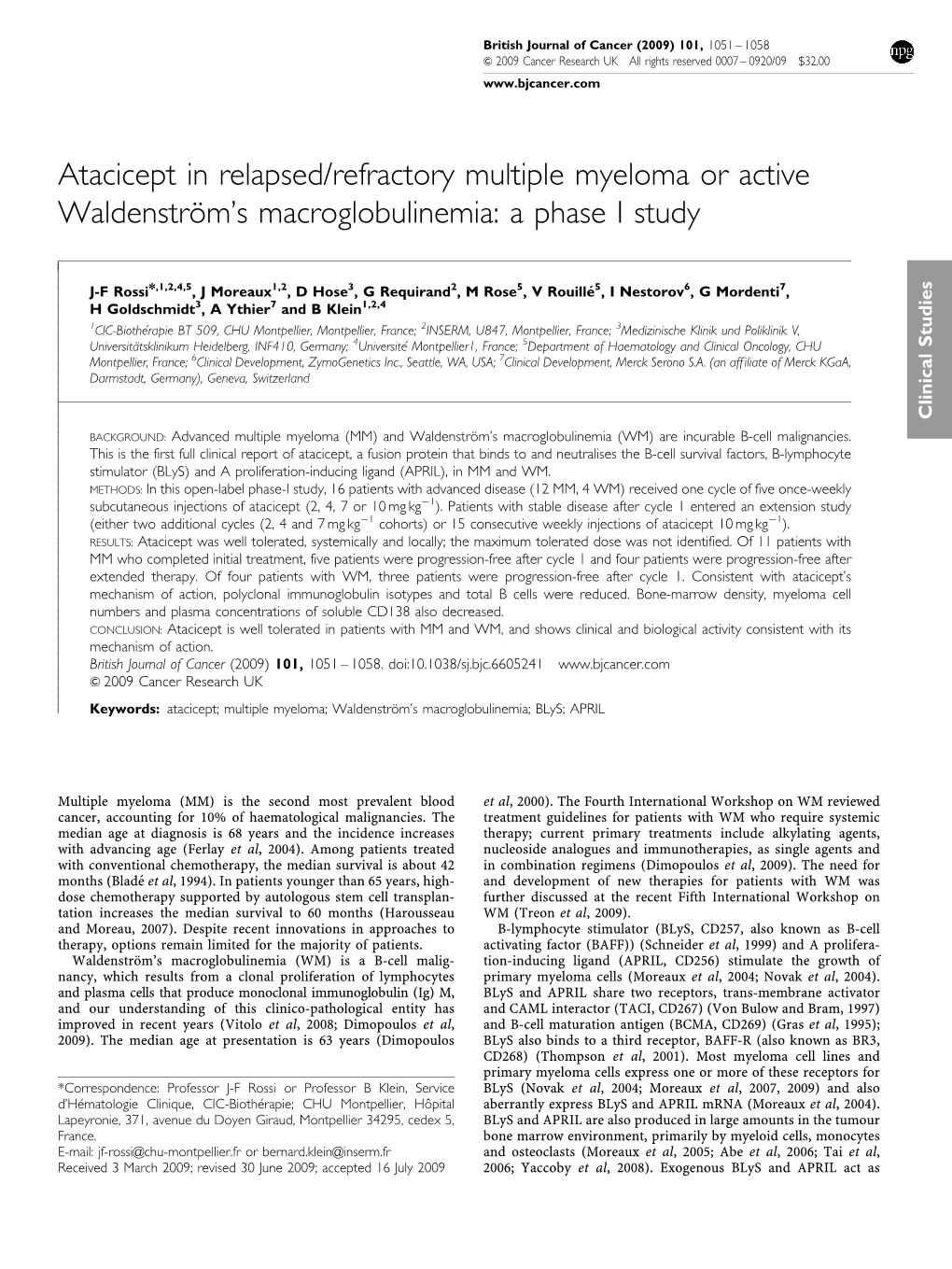 Atacicept in Relapsed&Sol;Refractory Multiple Myeloma Or Active