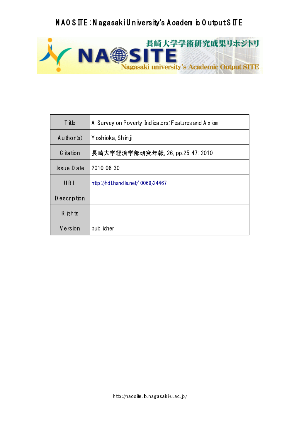 Nagasaki University's Academic Output SITE