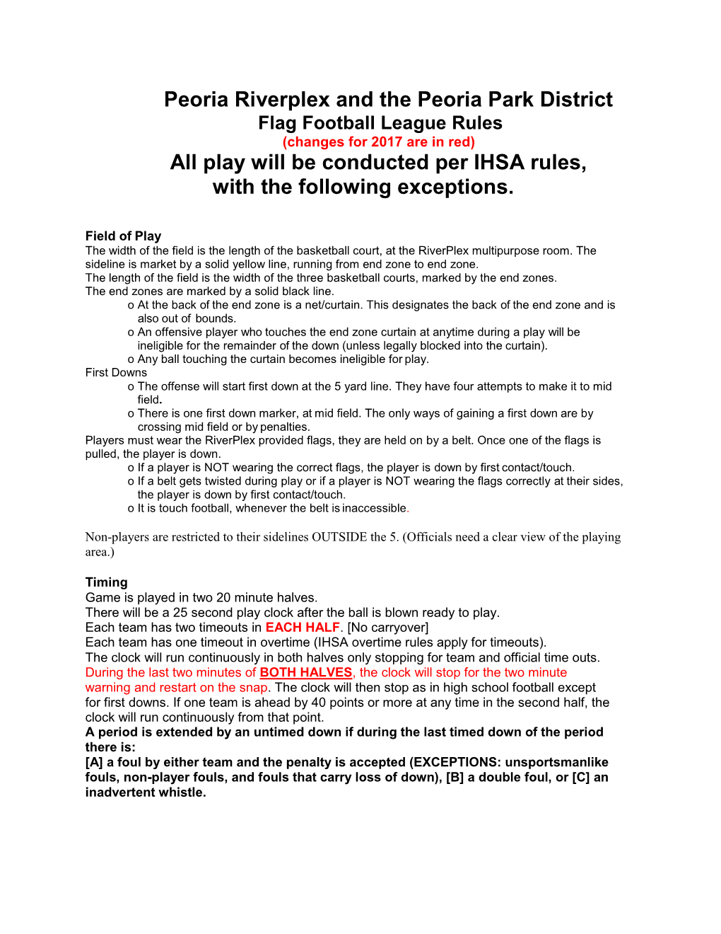 2017 Riverplex Flag Football Rules