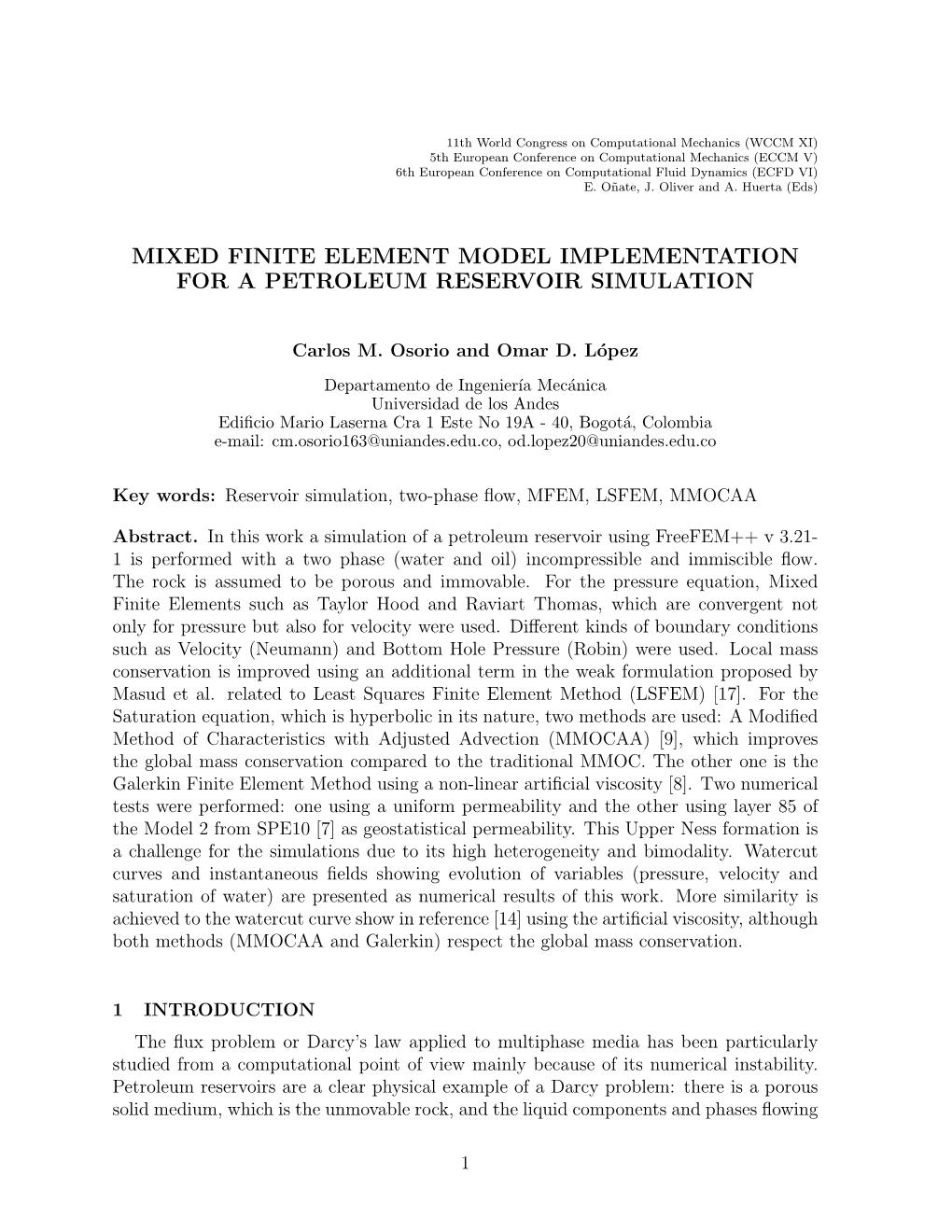 Mixed Finite Element Model Implementation for a Petroleum Reservoir Simulation