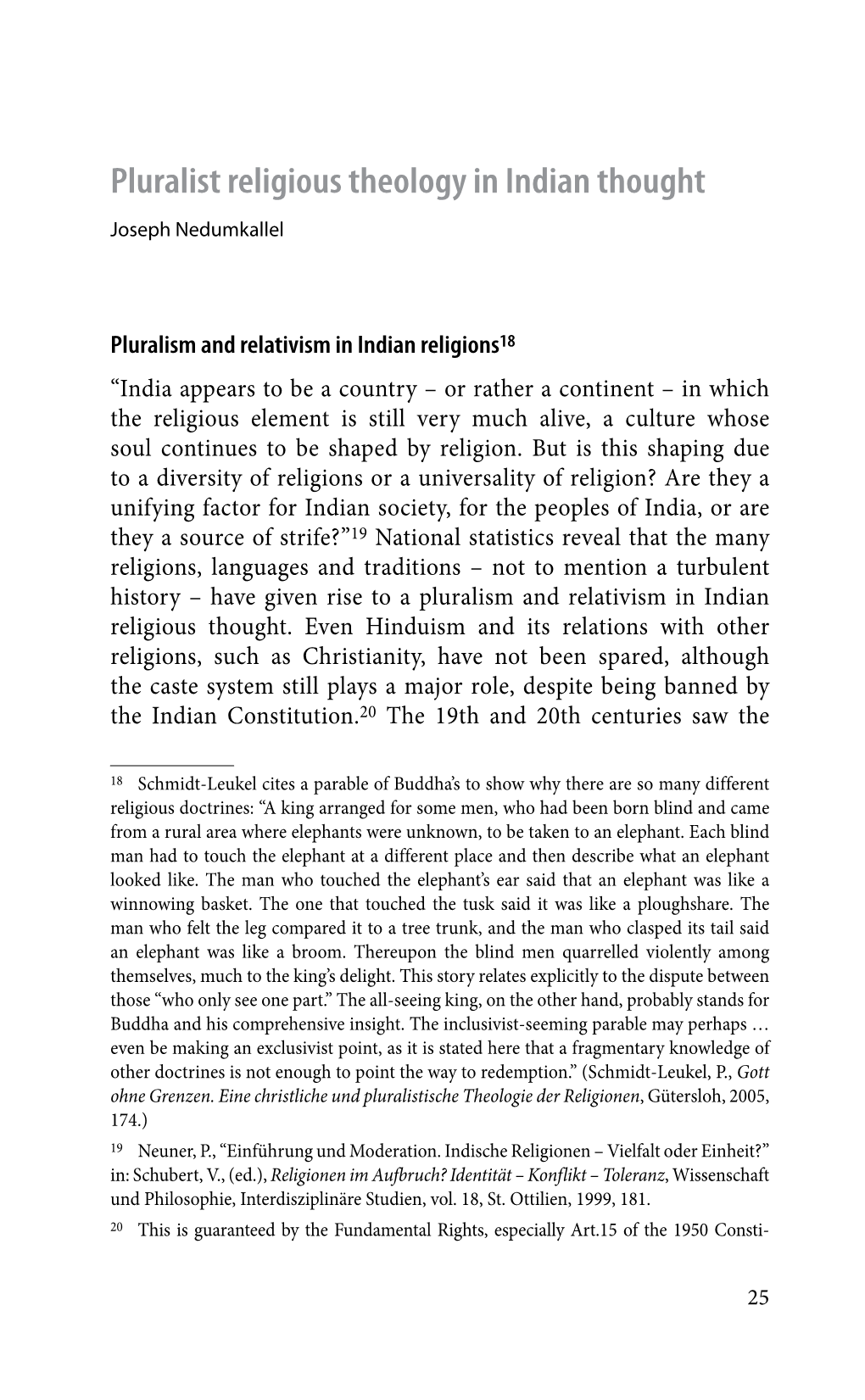 Pluralist Religious Theology in Indian Thought Joseph Nedumkallel