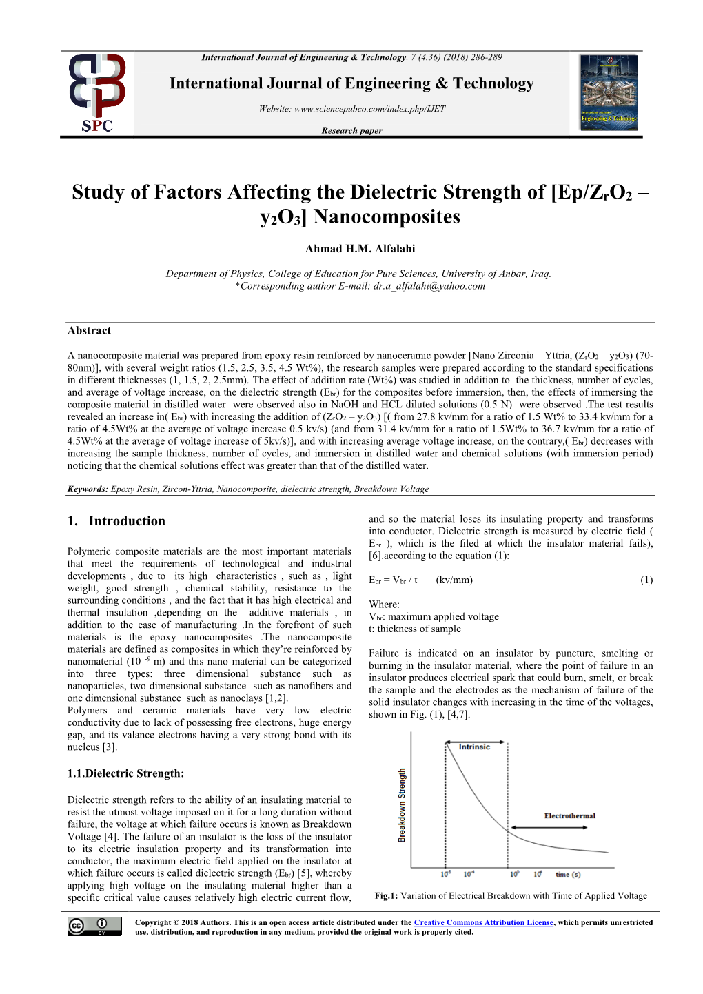 Study of Factors Affecting the Dielectric Strength of [Ep/Zro2 – Y2o3] Nanocomposites