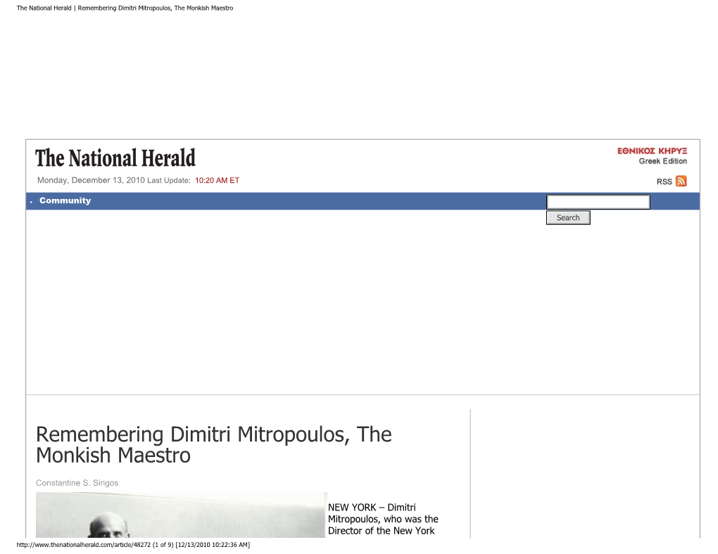 The National Herald | Remembering Dimitri Mitropoulos, the Monkish Maestro