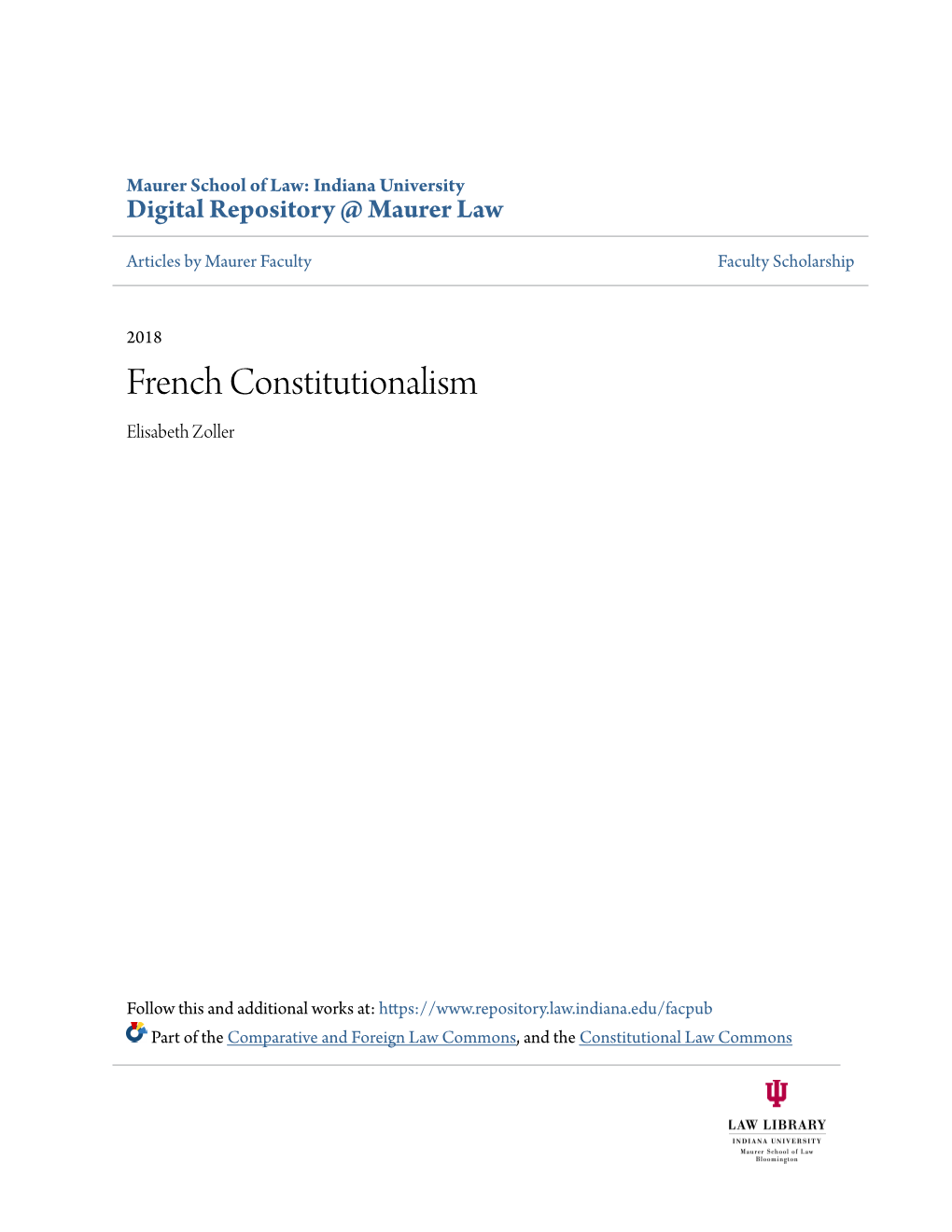 French Constitutionalism Elisabeth Zoller