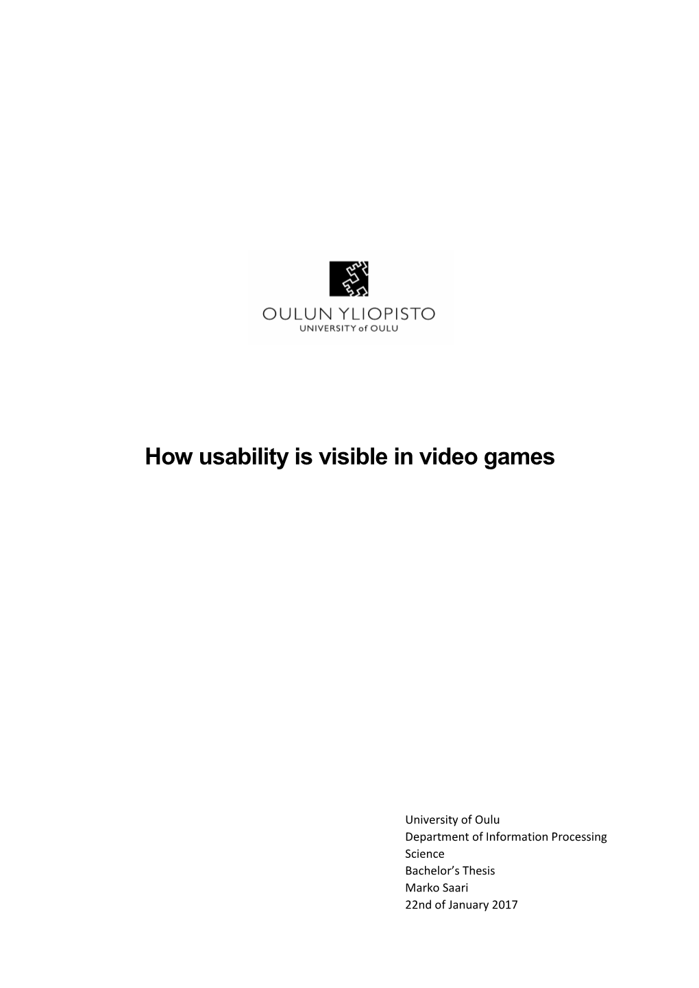 How Usability Is Visible in Video Games