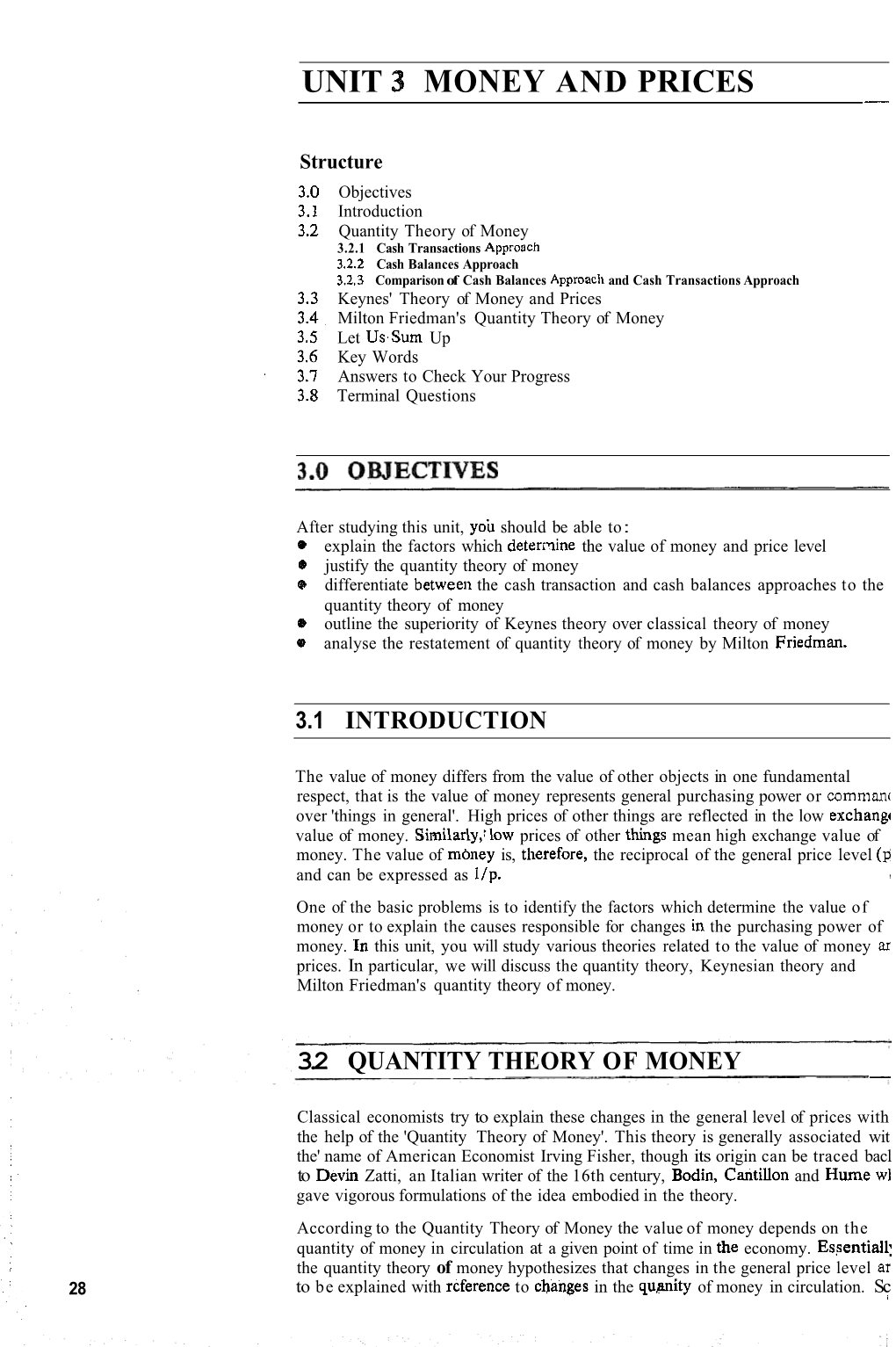 Unit 3 Money and Prices