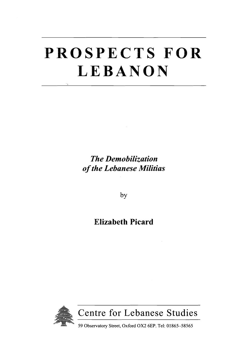 The Demobilisation of the Lebanese Militias