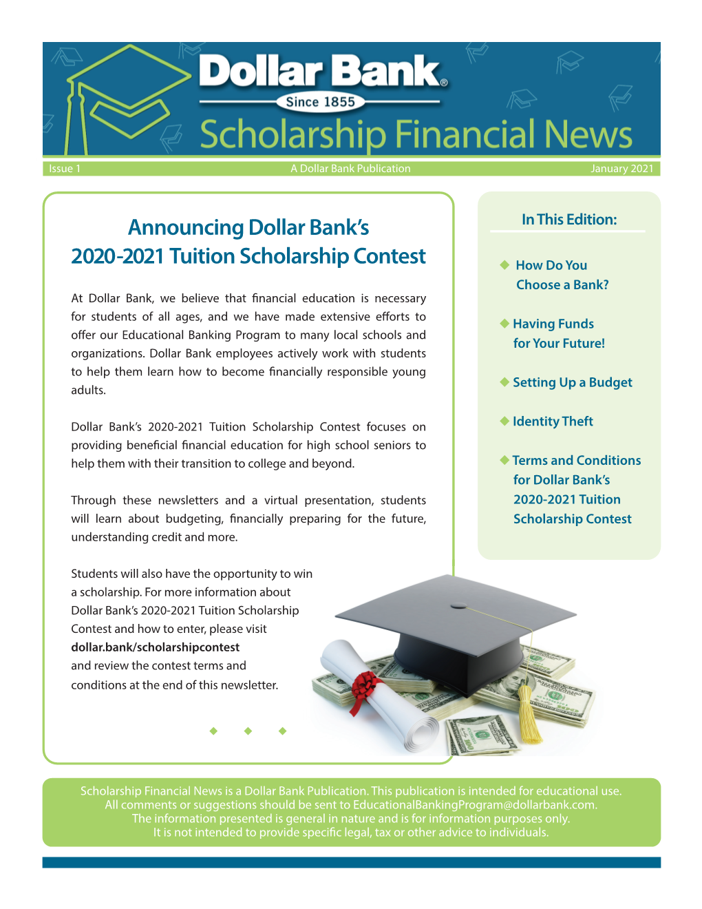 Announcing Dollar Bank's 2020-2021 Tuition Scholarship Contest