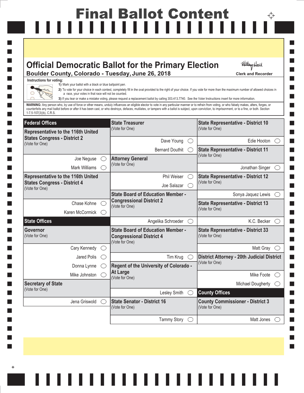 Dominion Voting Systems Ballot