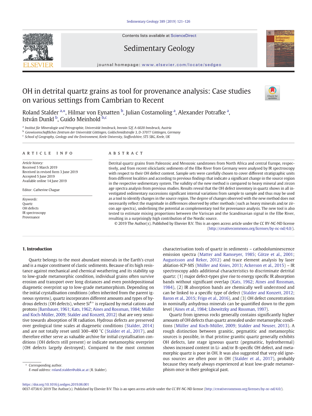 OH in Detrital Quartz Grains As Tool for Provenance Analysis: Case Studies on Various Settings from Cambrian to Recent
