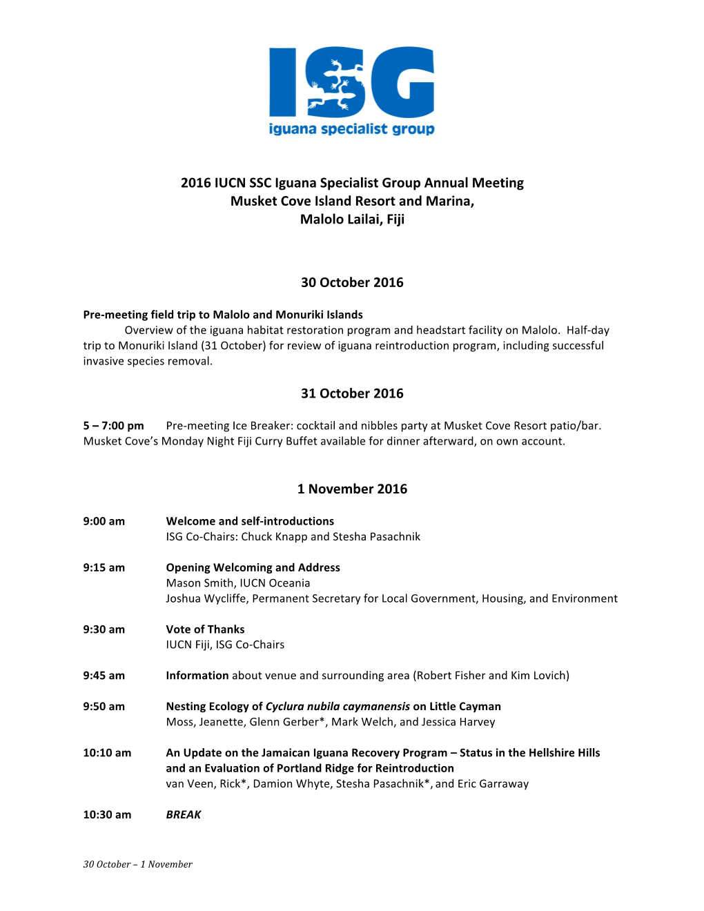 2016 ISG Mtg Agenda Postmtg Copy