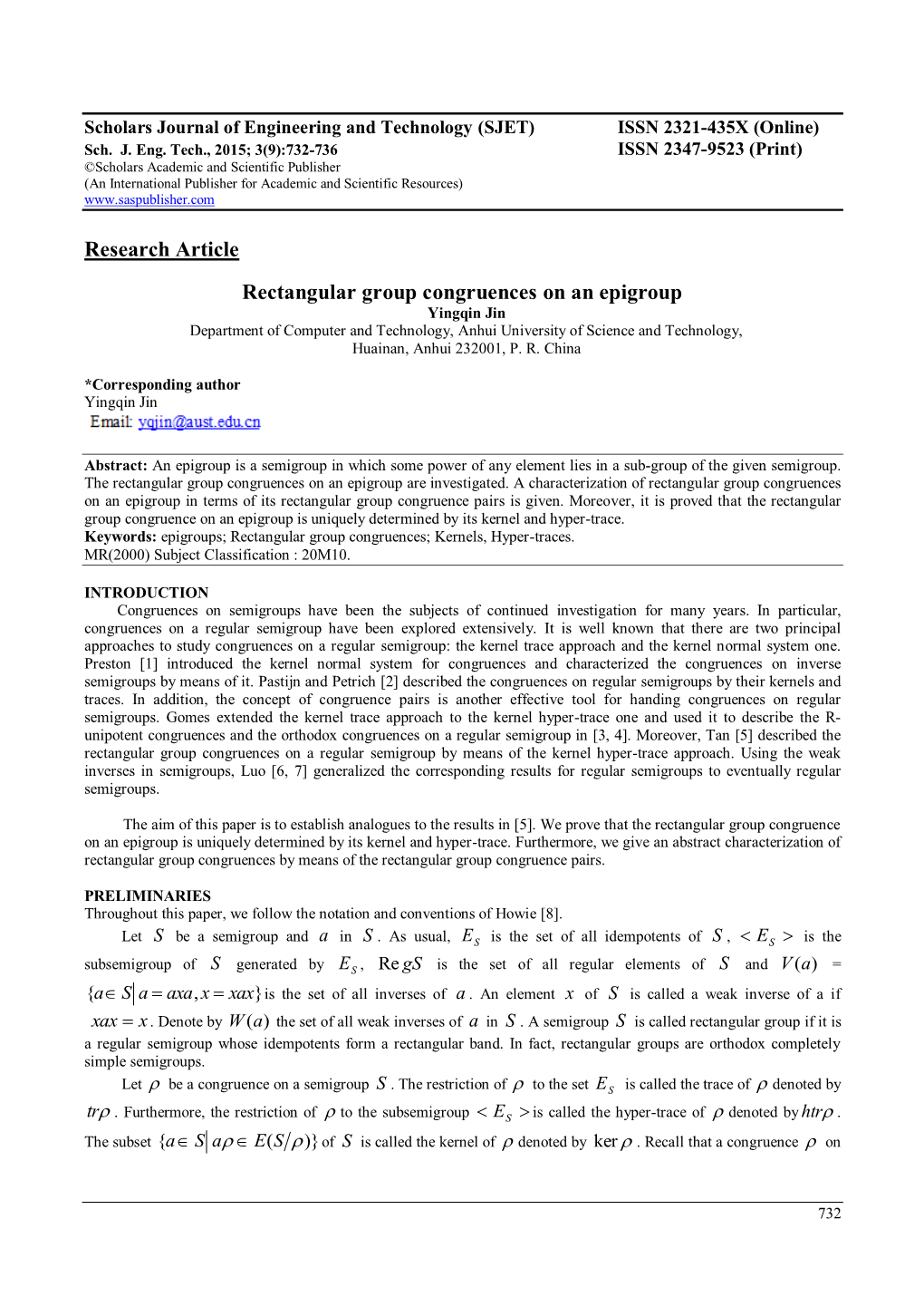 Research Article Rectangular Group Congruences on an Epigroup