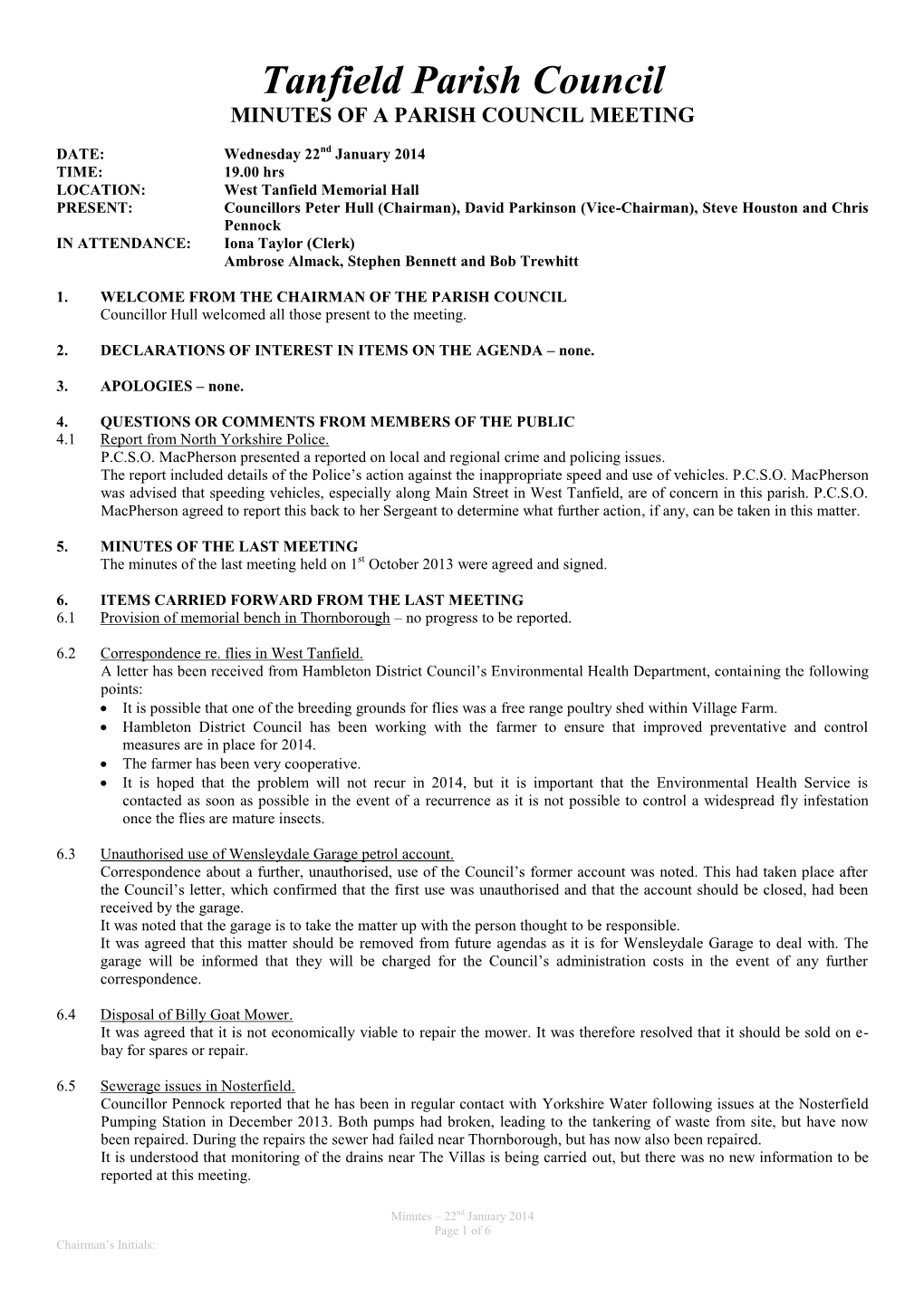 This Financial Risk Assessment Was Prepared by Iona Appleyard, Clerk to North Stainley with Sleningford Parish Council