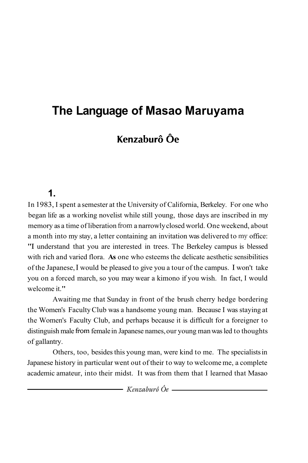 The Language of Masao Maruyama