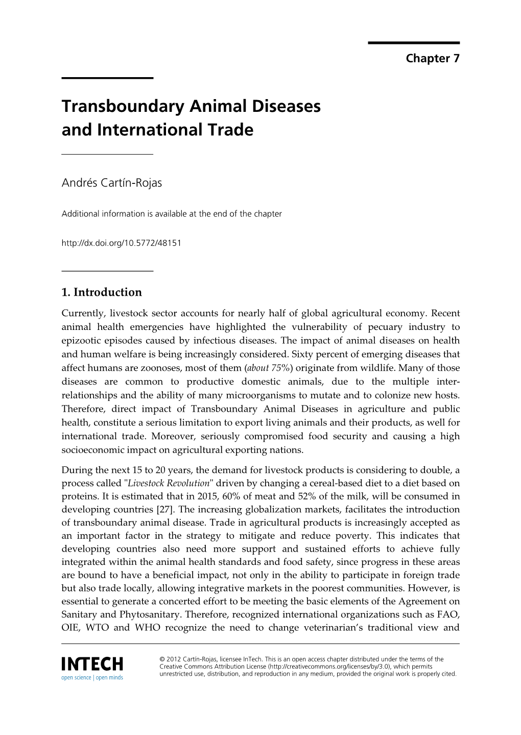 Transboundary Animal Diseases and International Trade