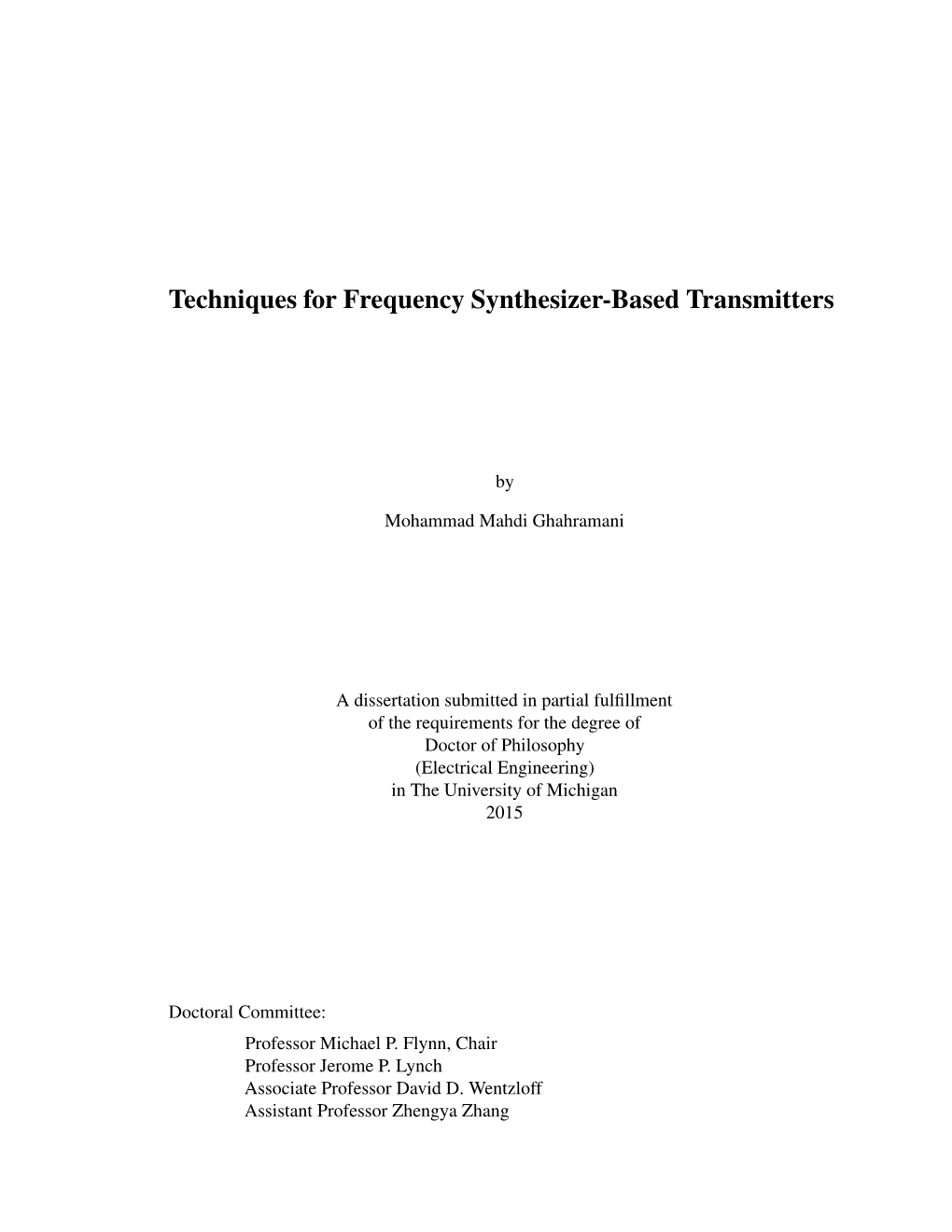 Techniques for Frequency Synthesizer-Based Transmitters