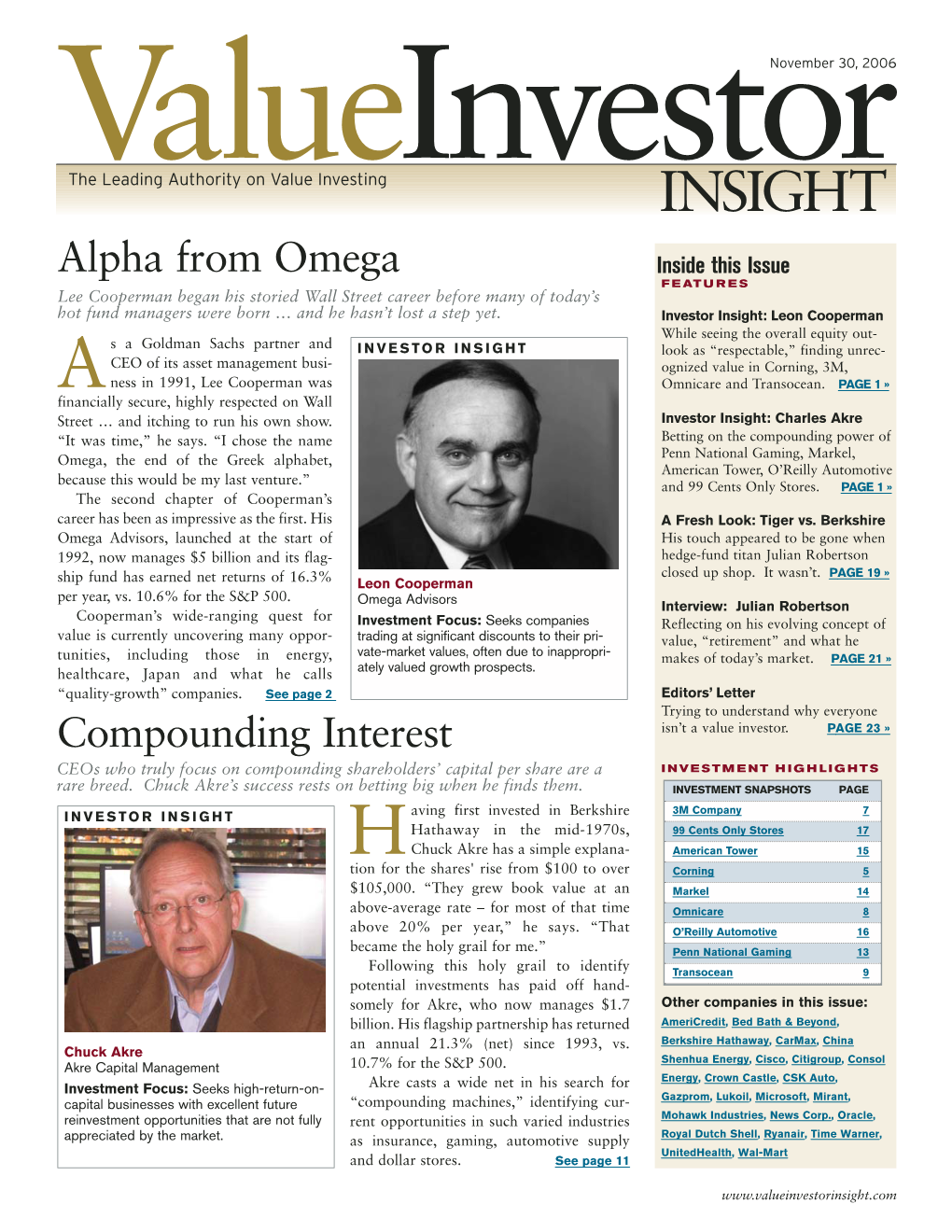 Value Investor Insight 2 a FRESH LOOK: Robertson Vs