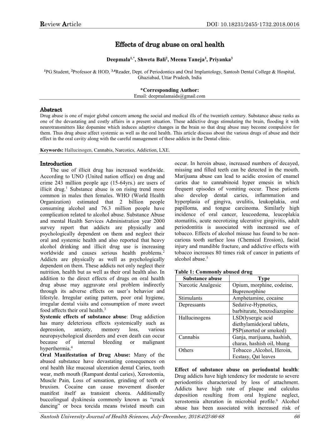 Effects of Drug Abuse on Oral Health