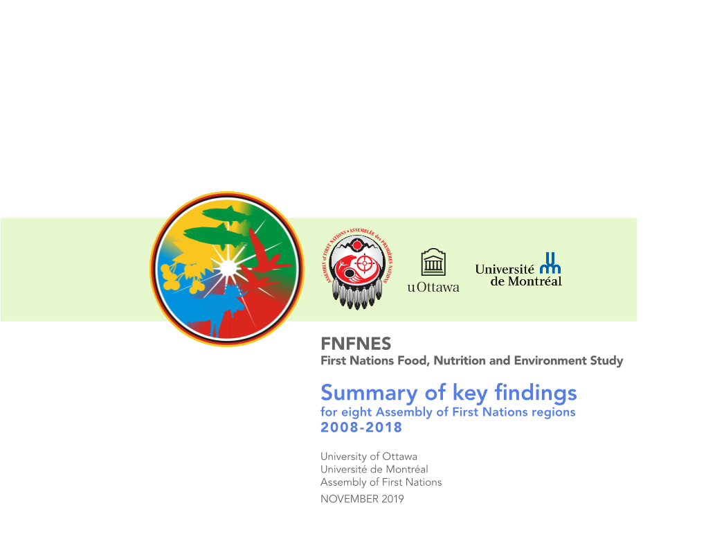 FNFNES Summary of Key Findings for Eight Assembly of First Nations