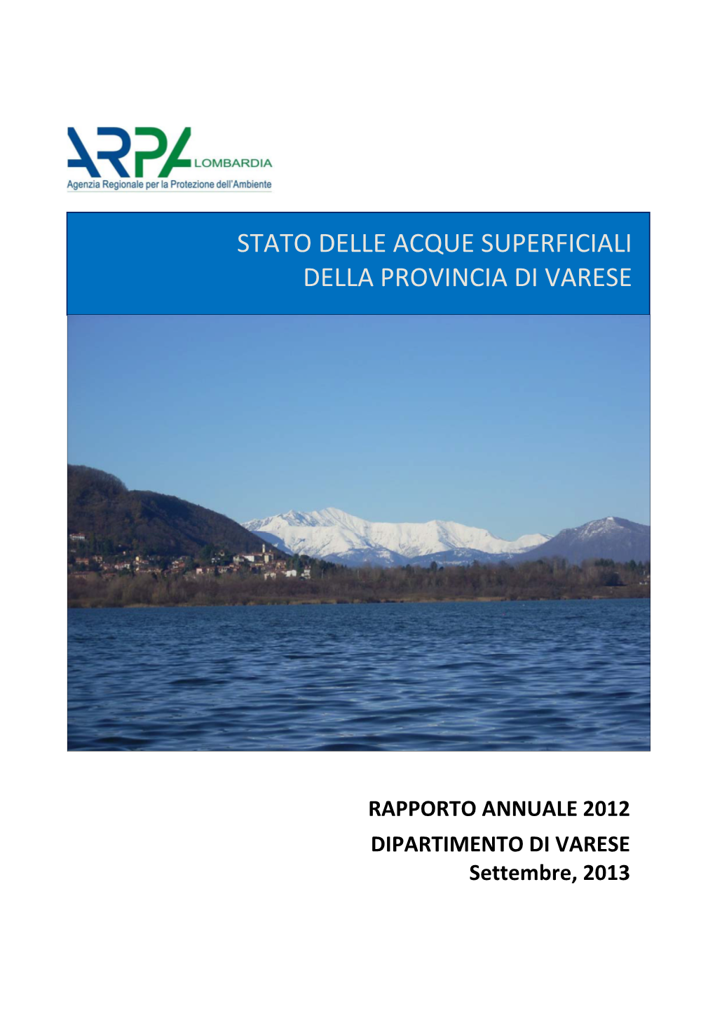 Stato Delle Acque Superficiali Della Provincia Di Varese