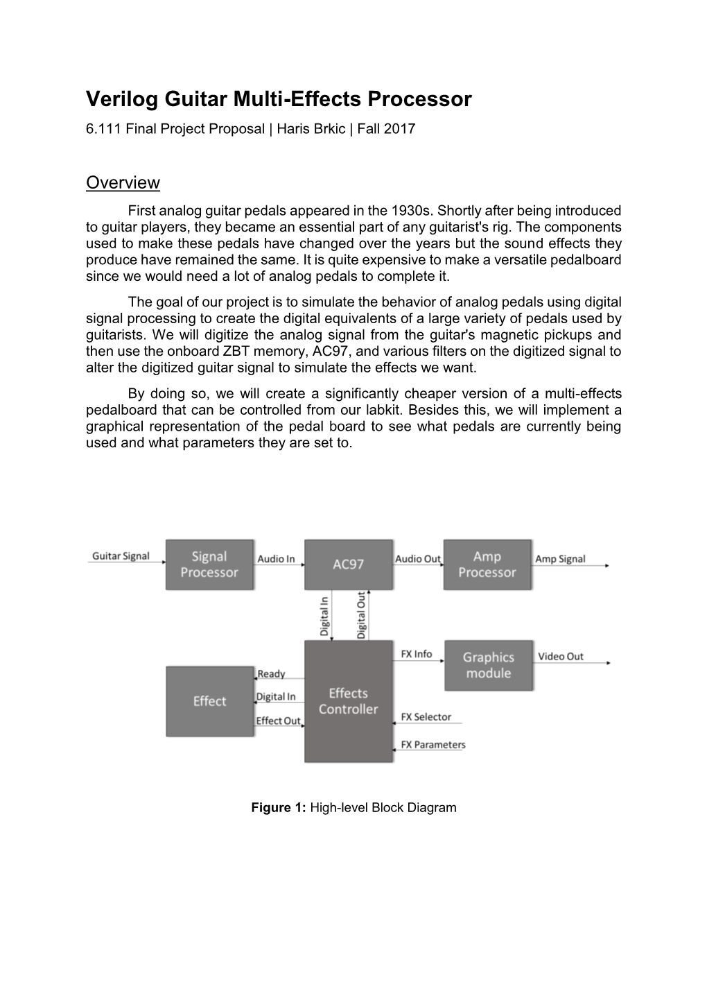 Verilog Guitar Multi-Effects Processor 6.111 Final Project Proposal | Haris Brkic | Fall 2017