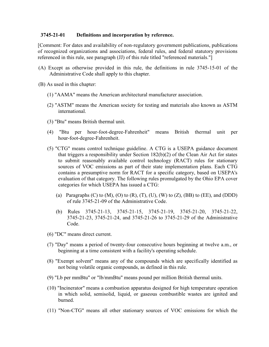 3745-21-01 Definitions and Incorporation by Reference