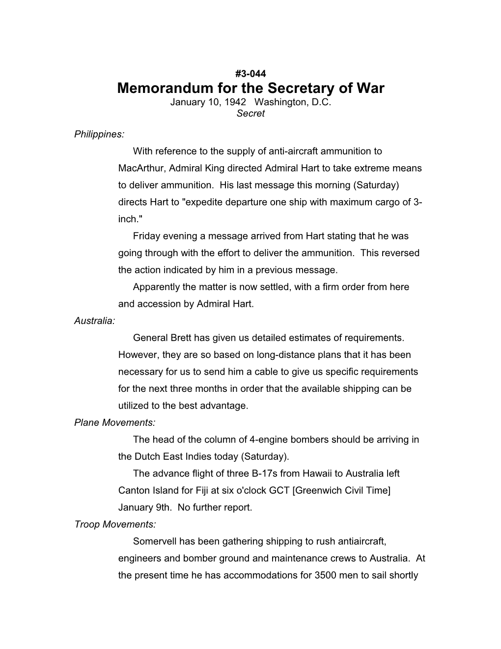 Memorandum for the Secretary of War s1