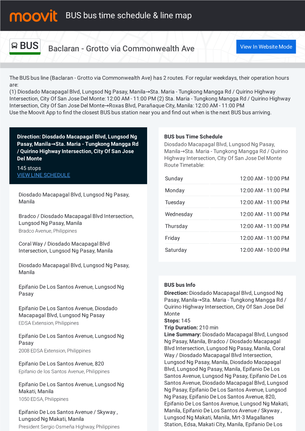 BUS Bus Time Schedule & Line Route