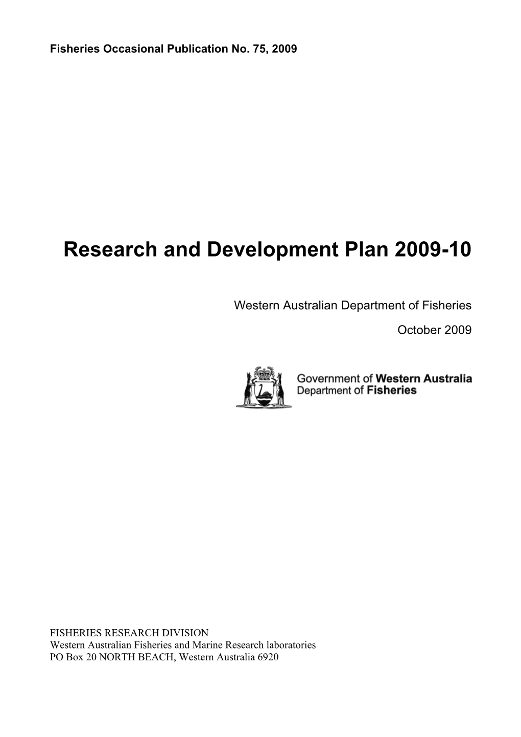Research and Development Plan 2009-10
