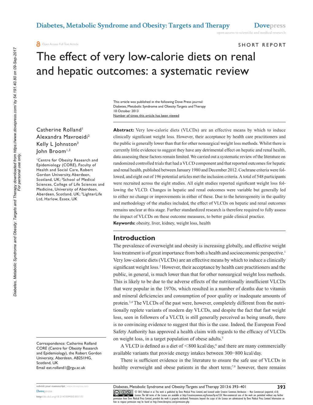 The Effect of Very Low-Calorie Diets on Renal and Hepatic Outcomes: a Systematic Review