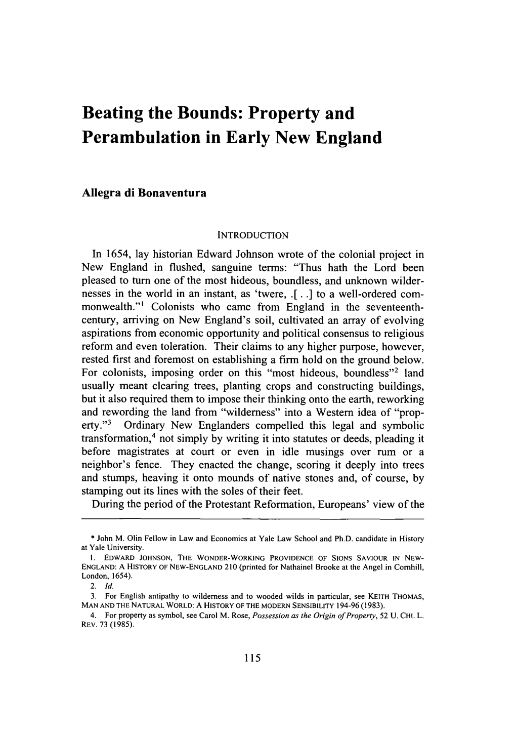 Beating the Bounds: Property and Perambulation in Early New England