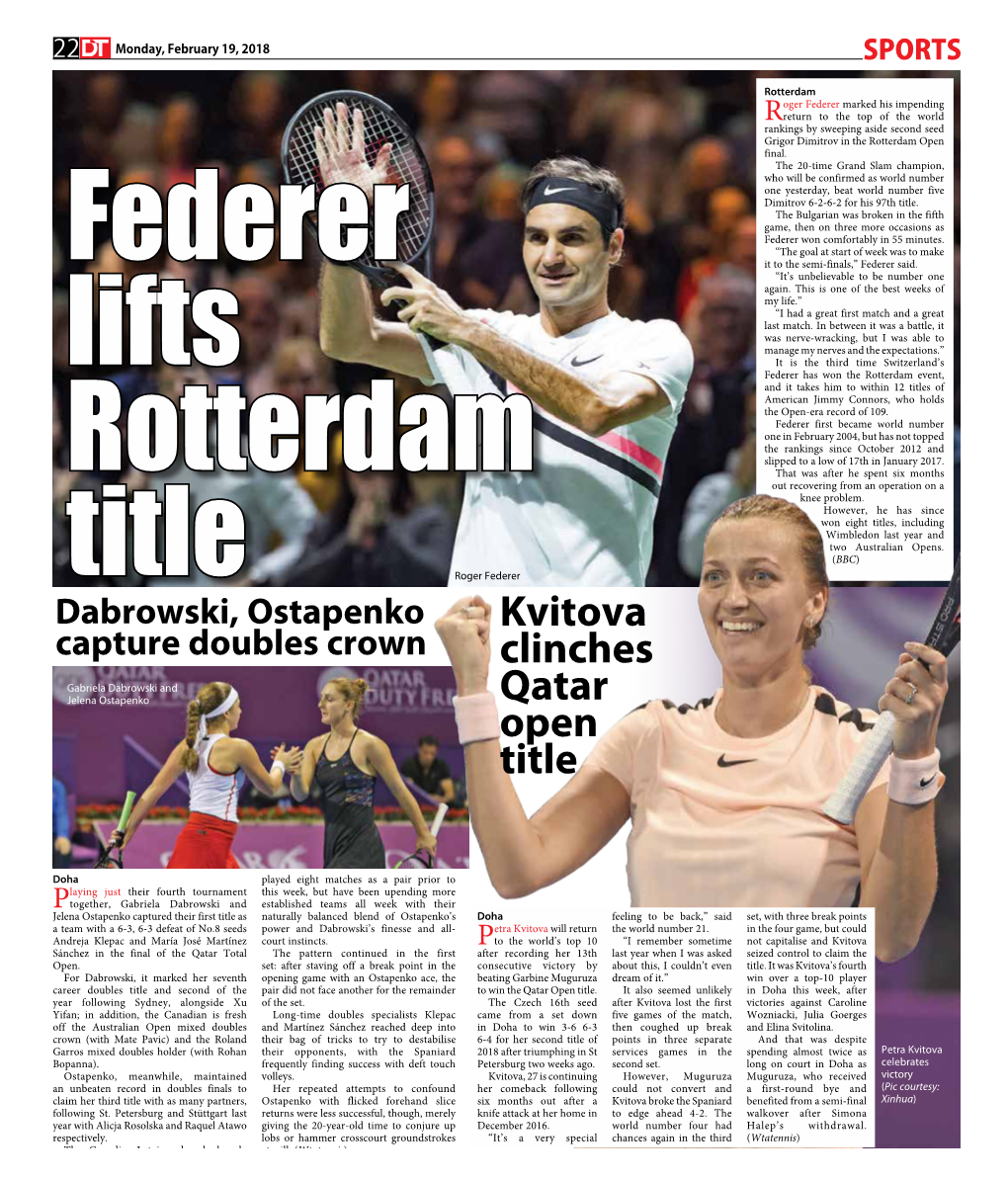 Kvitova Clinches Qatar Open Title