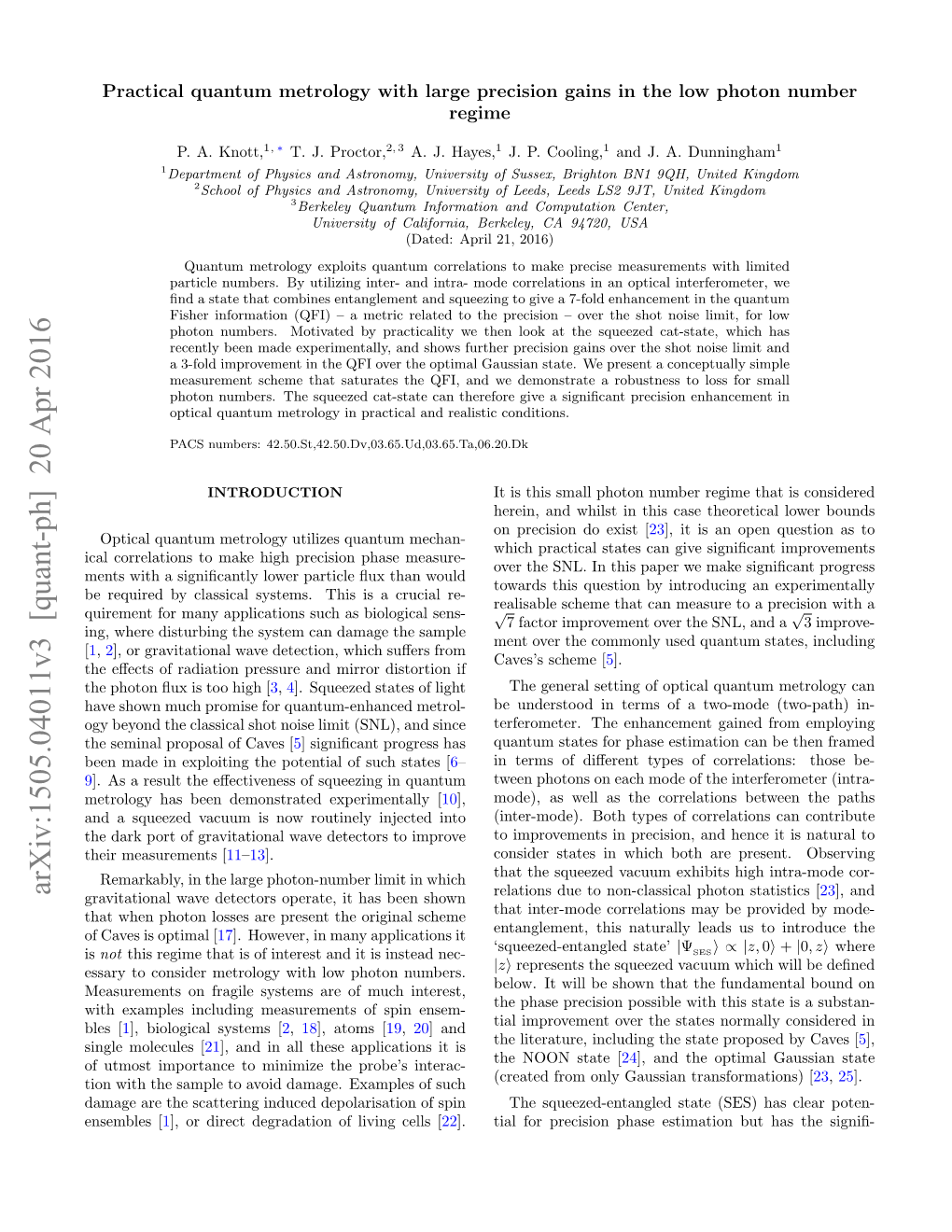 Practical Quantum Metrology with Large Precision Gains in the Low Photon Number Regime