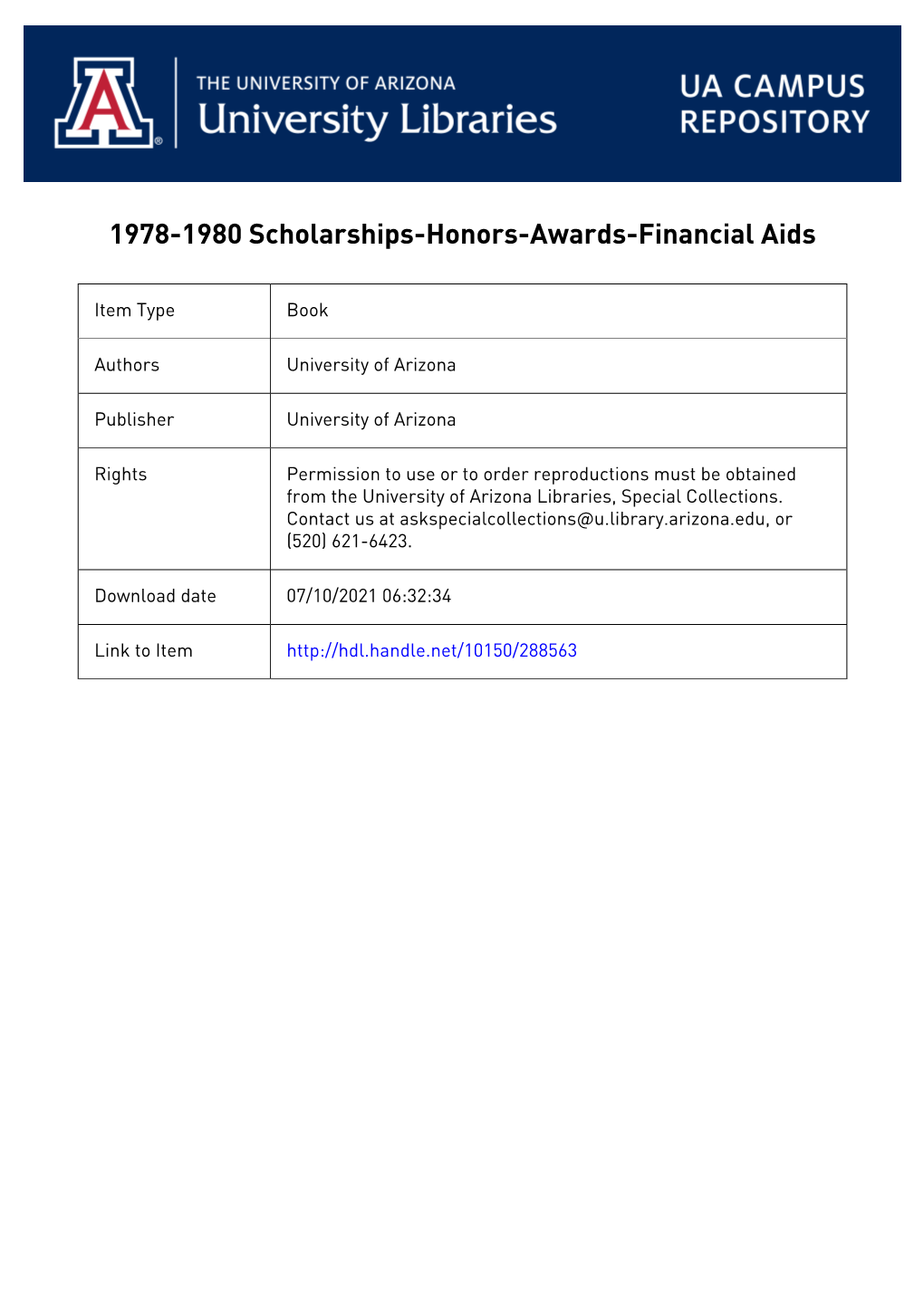 Honors Awards Z Financial Aids the University of Arizona Record