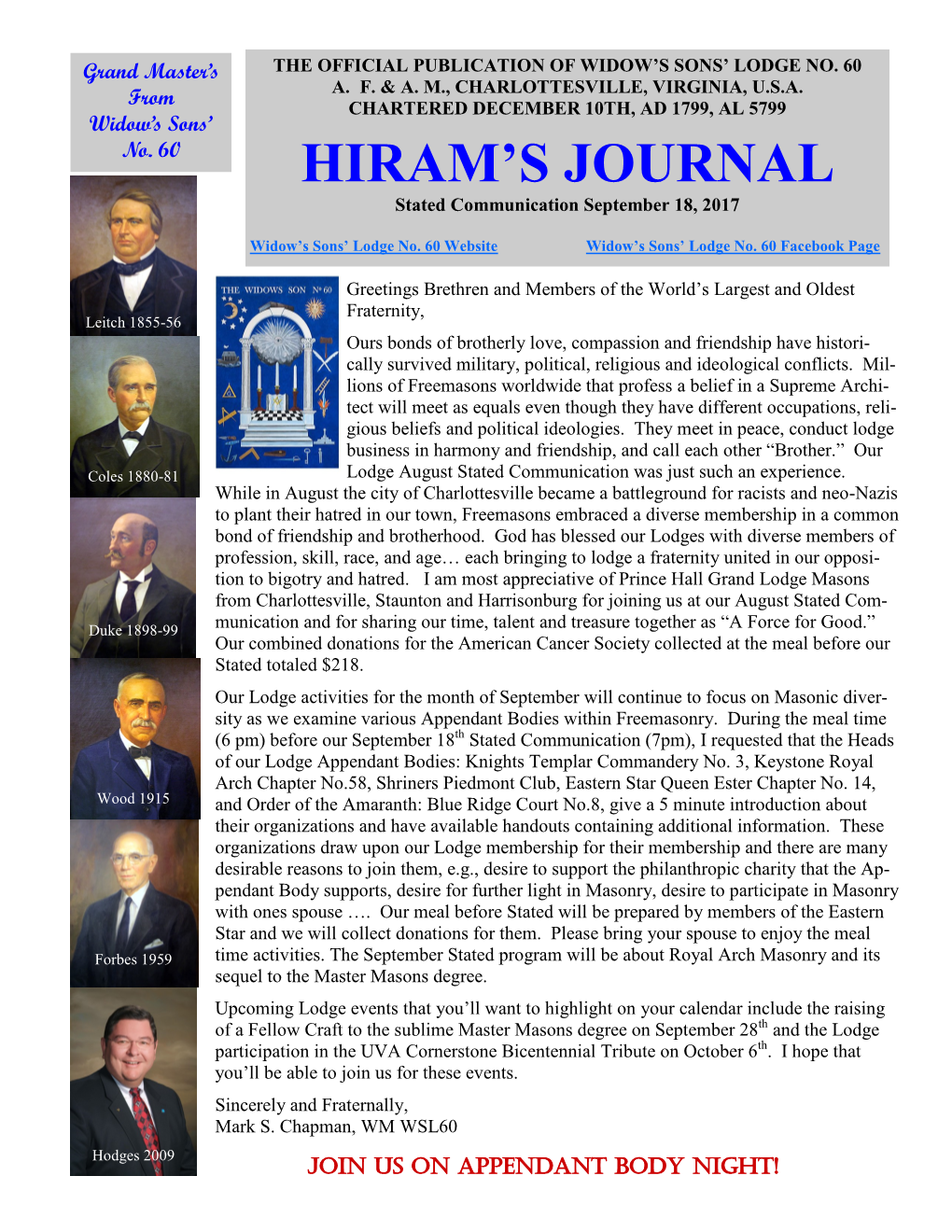 Hiram's Journal