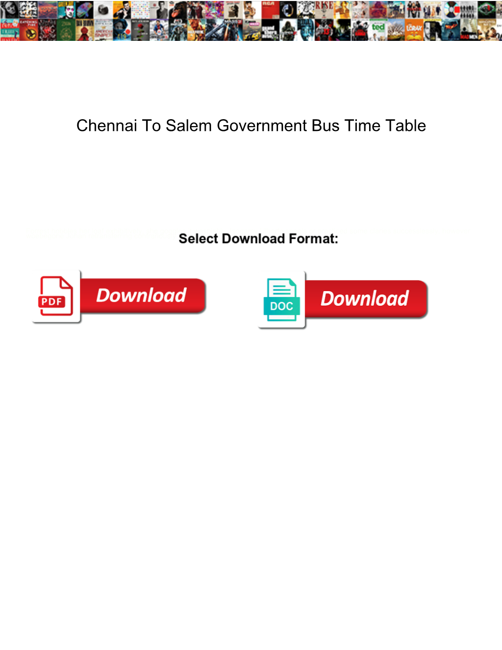 Chennai to Salem Government Bus Time Table